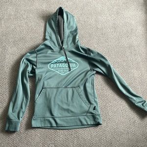 Patagonia Ventura Ca Spell Out Pullover Hoodie Sweatshirt Green/Gray